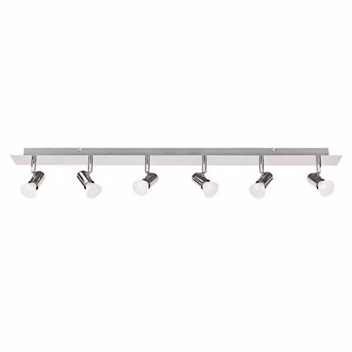MiniSun Modern Polished Chrome 6 Way Adjustable GU10 Ceiling Spotlight with 5W Warm White LED Bulbs