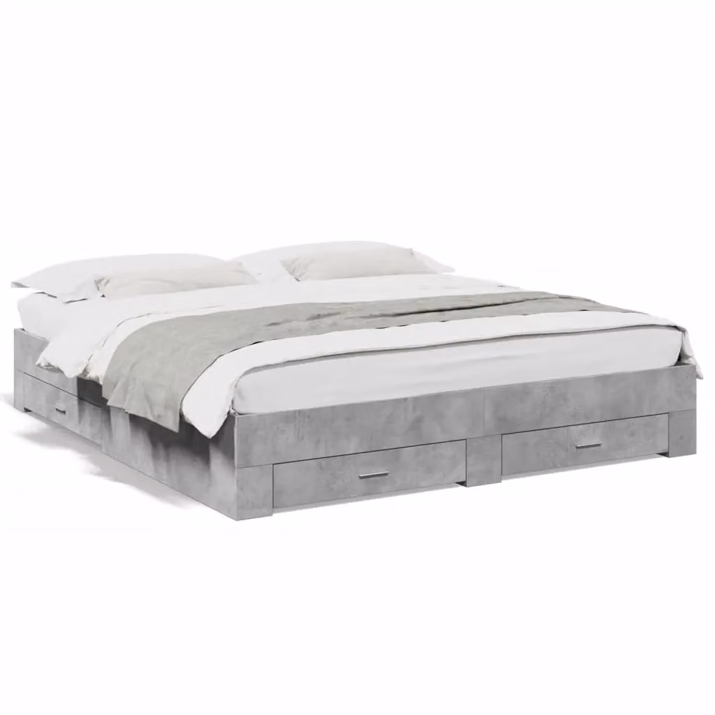 Berkfield Home Super King Bed Frame with Drawers in Concrete Grey, W/D/H: 180 x 200 cm – 2