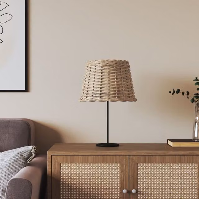 Berkfield Home Brown Wicker and Rattan Lamp Shade W/D/H: 30 x 30 x 20 cm – 1