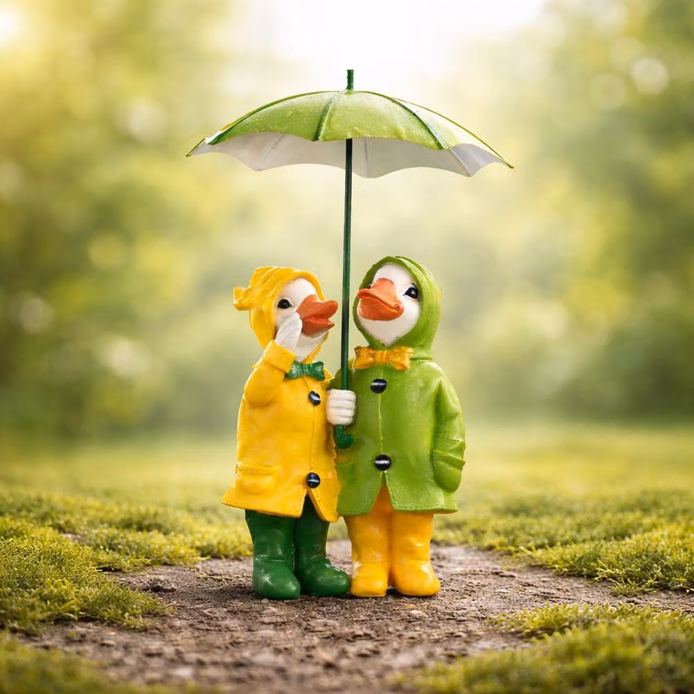 Marco Paul Multicolour Duck with Umbrella Resin Outdoor Garden Ornament – 3