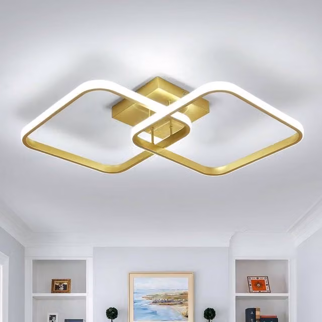 COMELY Modern Square LED Ceiling Light, Gold/Brass, 6500K Cool White – 1