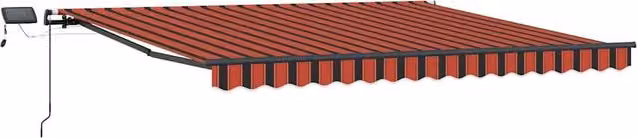 Berkfield Home Manual Retractable Folding Arm Awning with LED, Orange Striped Polyester, W: 450 cm, D: 350 cm
