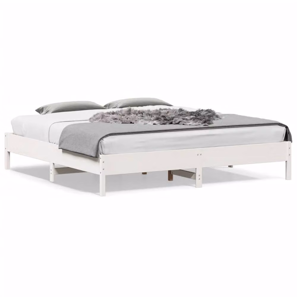 Berkfield Home Beautiful White Solid Wood Pine Bed Frame, W/D/H: 180 x 200 x 36.5 cm – 2