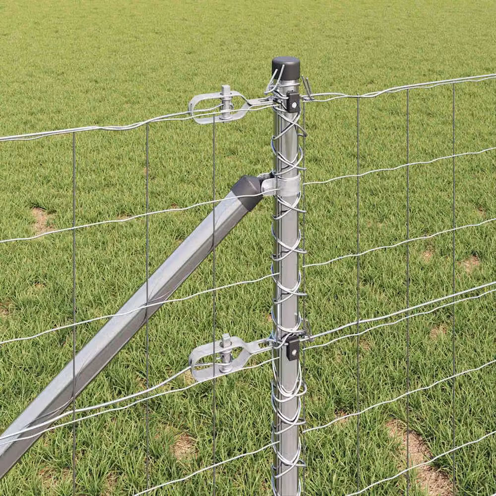 Berkfield Home Stylish Euro Fence in Silver Galvanised Steel with 7 Spike Posts, W: 10 m, H: 0.4 m – 3