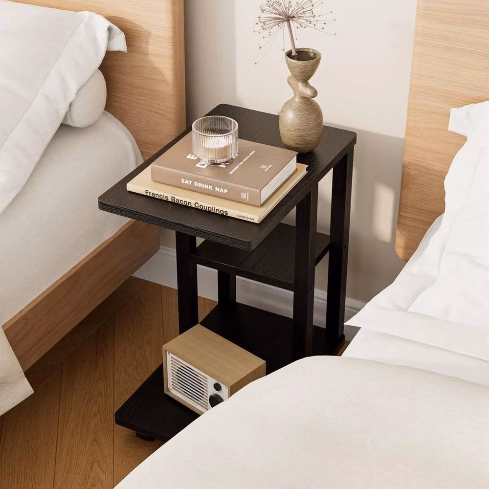FORGEVIO Black C-Form Side Table on Wheels W/D/H: 39 x 26 x 48.5 cm – 3