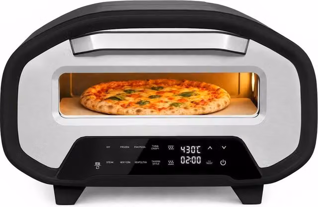 HOMCOM 12 Inch Electric Countertop Pizza Oven with Digital Display, 2200W, Grey