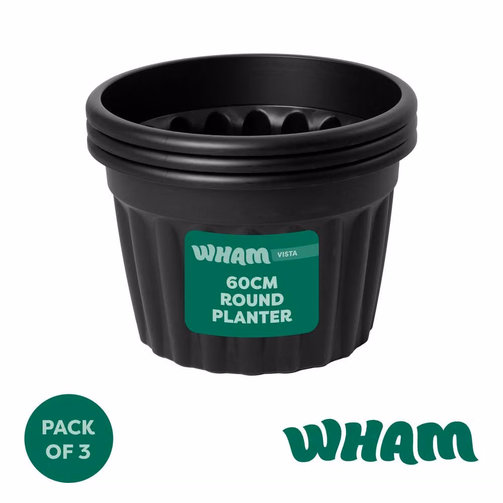 Wham Vista Round Plastic Planter Tub, Black, H 40 cm x W 60 cm – 2