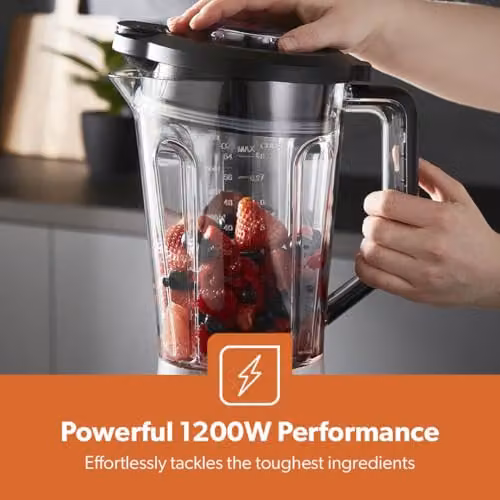 Geepas 1200W Electric Jug Blender and Smoothie Maker with 1.8L Tritan Jar and Pulse Function in Silver and Black – 5