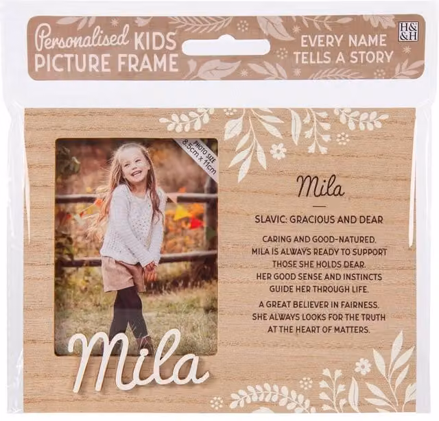 History & Heraldry Mila Pre-personalised Child's Floral Picture Frame, Brown, W: 8.5 cm, H: 11 cm – 1