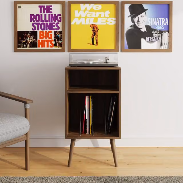 GFW Jaxon Compact Vinyl Turntable Stand in Brown Wood