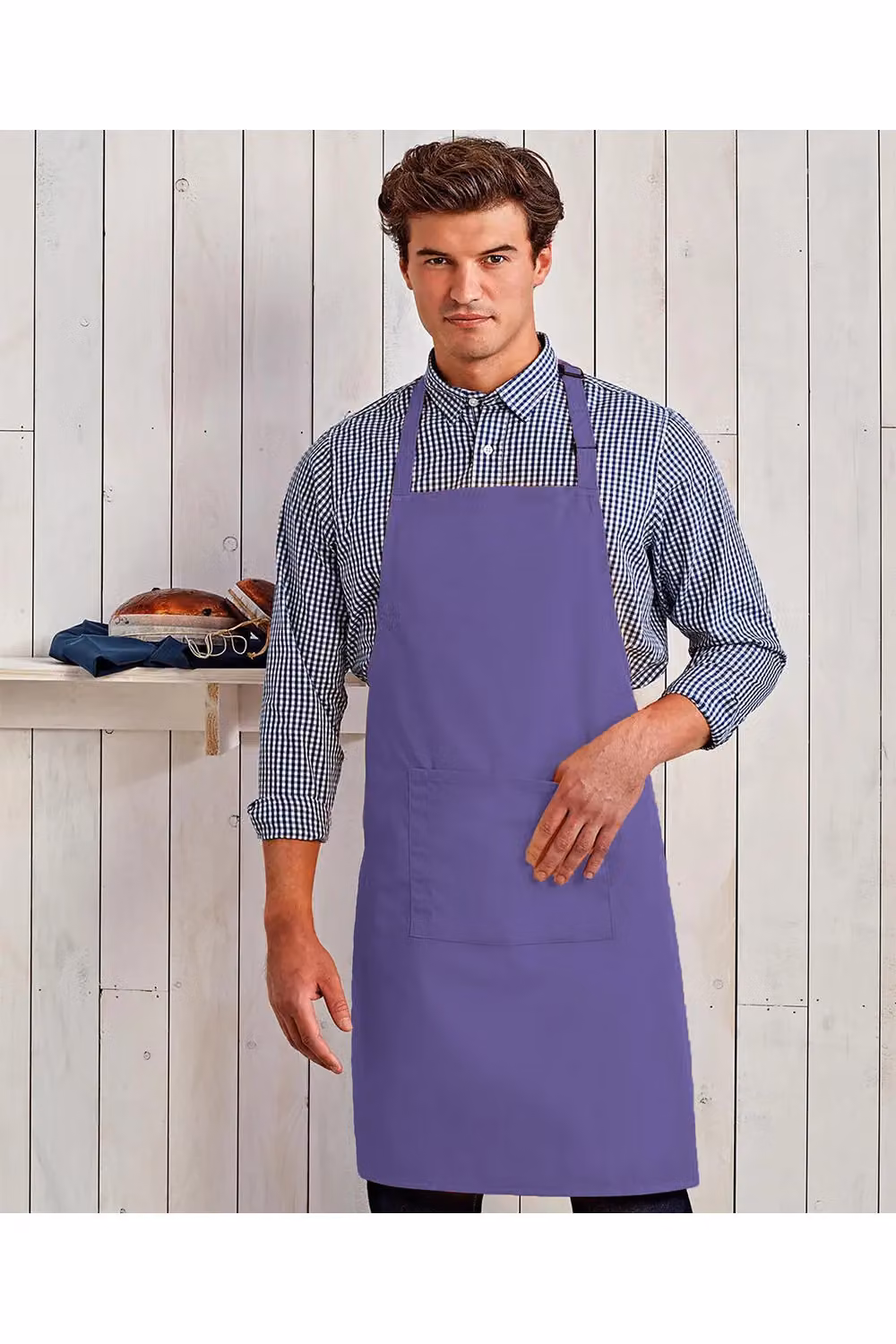 Premier Purple Bib Apron with Pocket for Professionals – 3