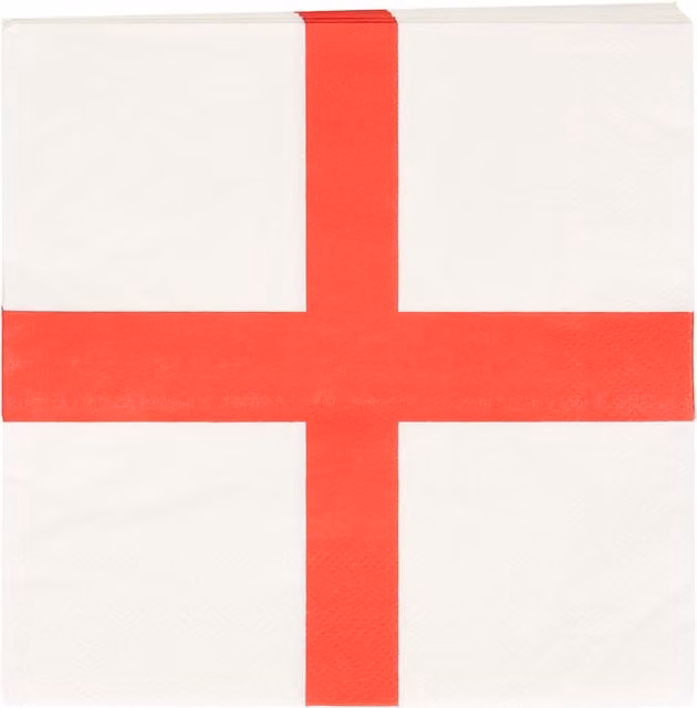 Gem Imports St George’s Cross England Flag Printed Paper Luncheon Napkins, Red and White, W/D/H: 33 x 33 x 33 cm, Pack of 20
