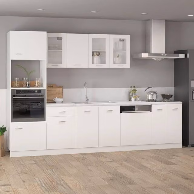 Berkfield Home Modern White Microwave Cabinet with Hinged Doors and Open Shelving, W/D/H: 60 x 57 x 207 cm