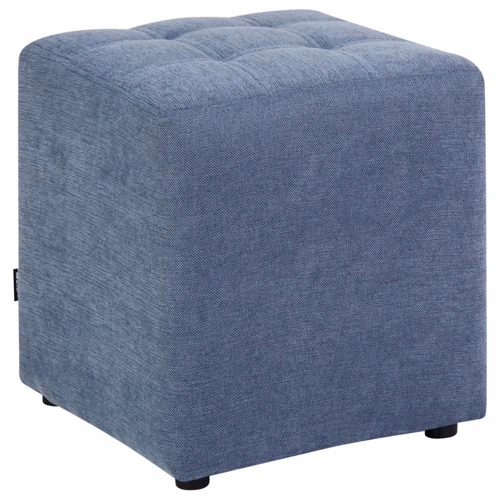 Wyld and Coco Blue Polyester Cube Footstool W/D/H: 38 x 38 x 38 cm – 2