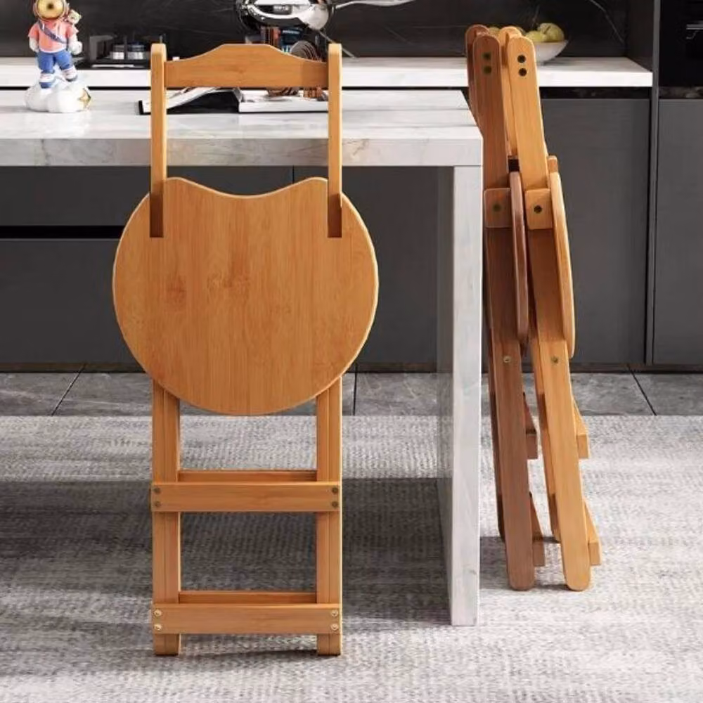FLAVORA Foldable Bamboo Backrest Bar Stool in Natural Brown – 5