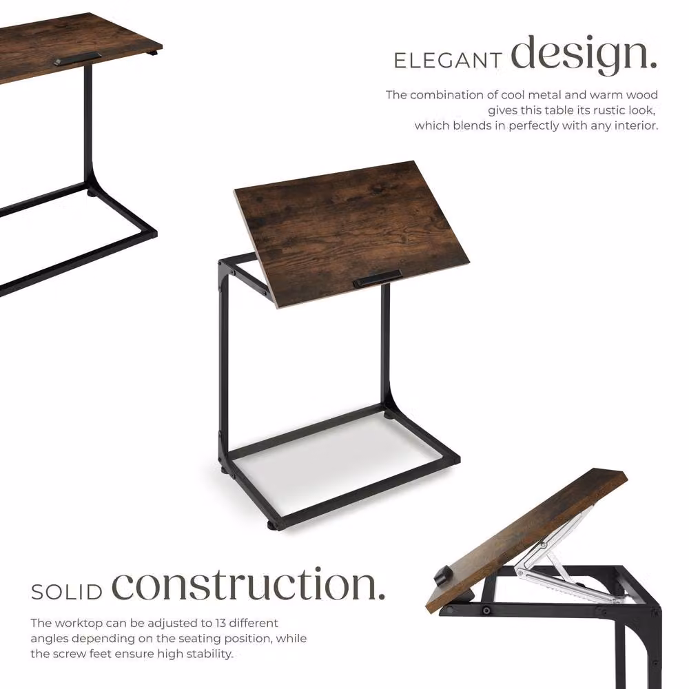 tectake Ruston Industrial Bedside Table in Dark Brown – 3