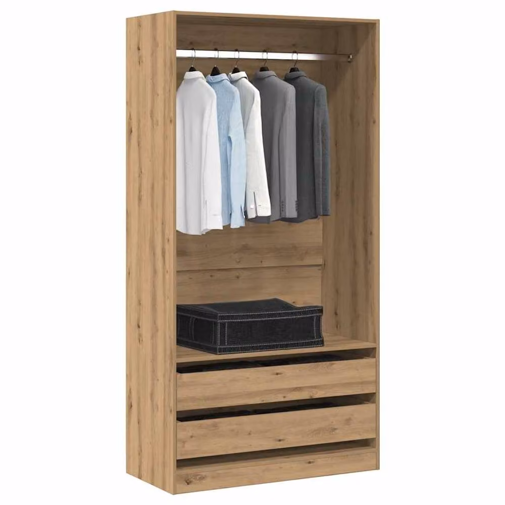 Berkfield Home Artisan Oak Wardrobe in Brown, W/D/H: 100 x 50 x 200 cm – 2