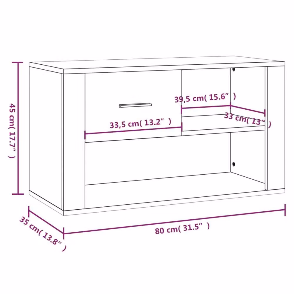 Berkfield Home Grey Sonoma Shoe Cabinet W: 80 cm, D: 35 cm, H: 45 cm – 3