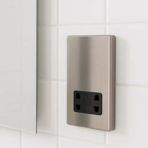 CGC Lighting Regal Screwless Slim Shaver Socket with Black Insert in Brushed Stainless Steel and Silver – 2