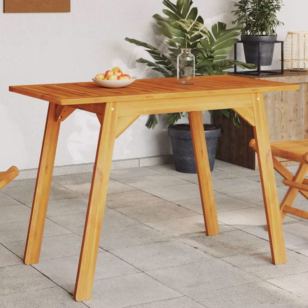 Berkfield Home Garden Rustic Acacia Solid Wood Dining Table in Brown, W/D/H: 110 x 56 x 75 cm – 2