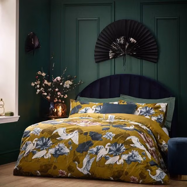 Wylder Tropics Kushiro Floral Cotton Percale Duvet Cover Set in Green and Multicolour, W: 140 cm, L: 200 cm – 1