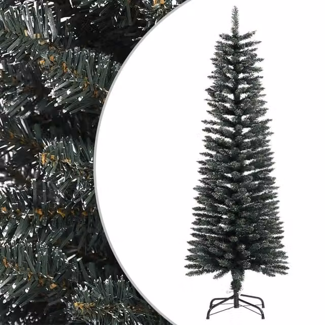 Berkfield Home Artificial Slim Christmas Tree in Green with Stand, Height: 120 cm