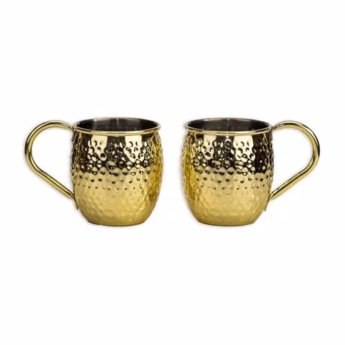 Madison & Mayfair Set of Two Gold Geometric Art Deco Stainless Steel Moscow Mule Mugs