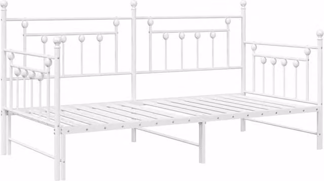 Berkfield Home Modern Daybed Frame with Trundle in White Metal, W/D/H: 90 x 200 cm