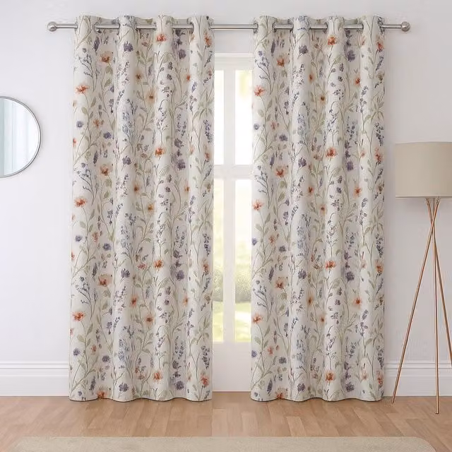 Sundour Hampshire Floral Eyelet Curtains, Multicolour, W: 168 cm, H: 183 cm