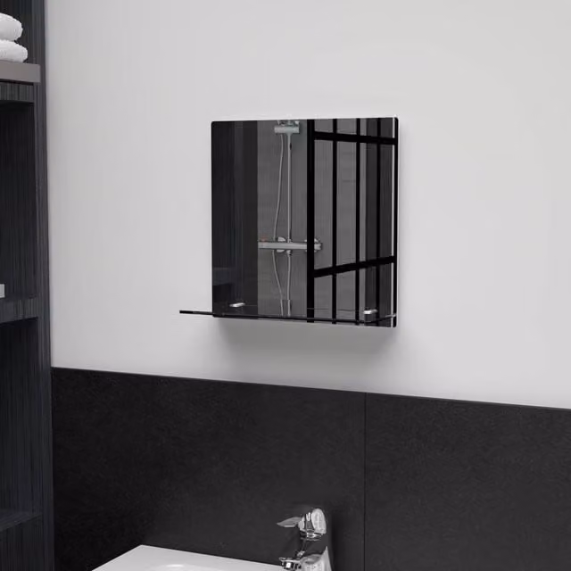 Berkfield Home Minimalist Square Wall Mirror with Shelf in Silver, W/D/H: 30 x 30 x 30 cm – 1