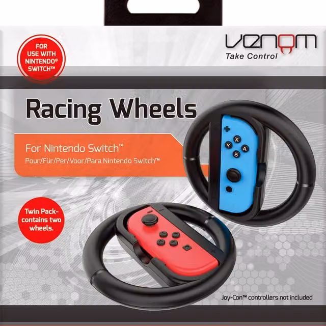 Venom Switch Racing Wheel Twin Pack for Nintendo Switch, Black
