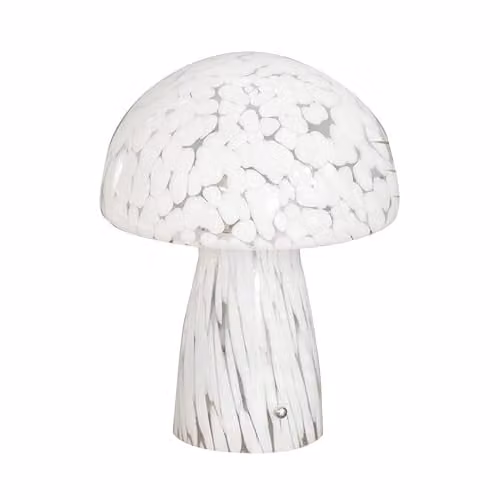 ValueLights White Confetti Glass Mushroom Table Lamp with Tapered Lampshade and LED Bulb