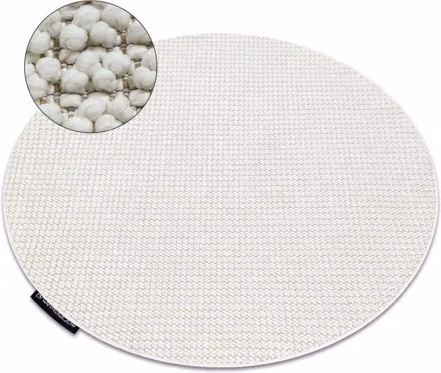 RugsX Casablanca Loop Round Rug in White, Diameter: 100 cm – 1