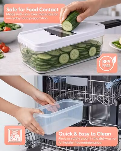 Keplin 3-in-1 Mandoline Vegetable Slicer with 3 Interchangeable Blades and Non-Slip Base, White – 3