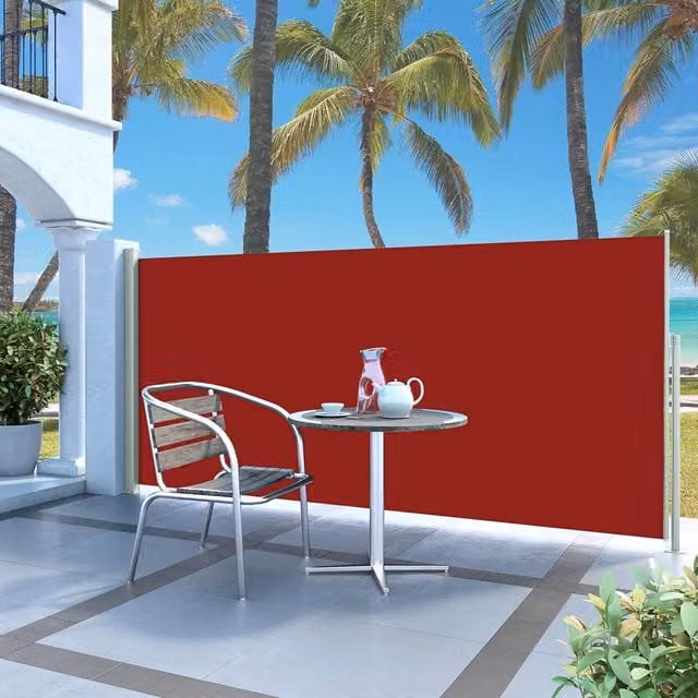 Berkfield Home Retractable Single Side Awning in Red, W/H: 300 x 140 cm