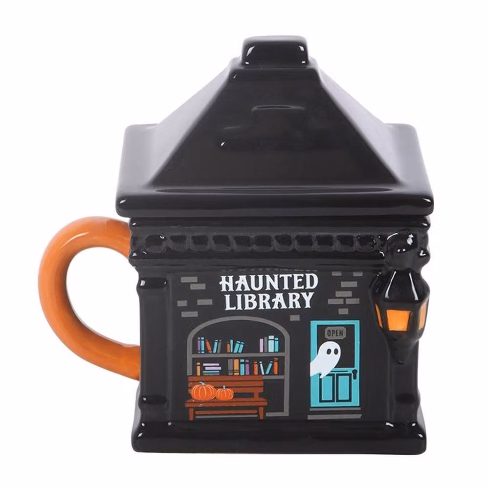 Uniqueful Haunted Library Lidded Ceramic Mug in Multicolour, 1000ml – 3