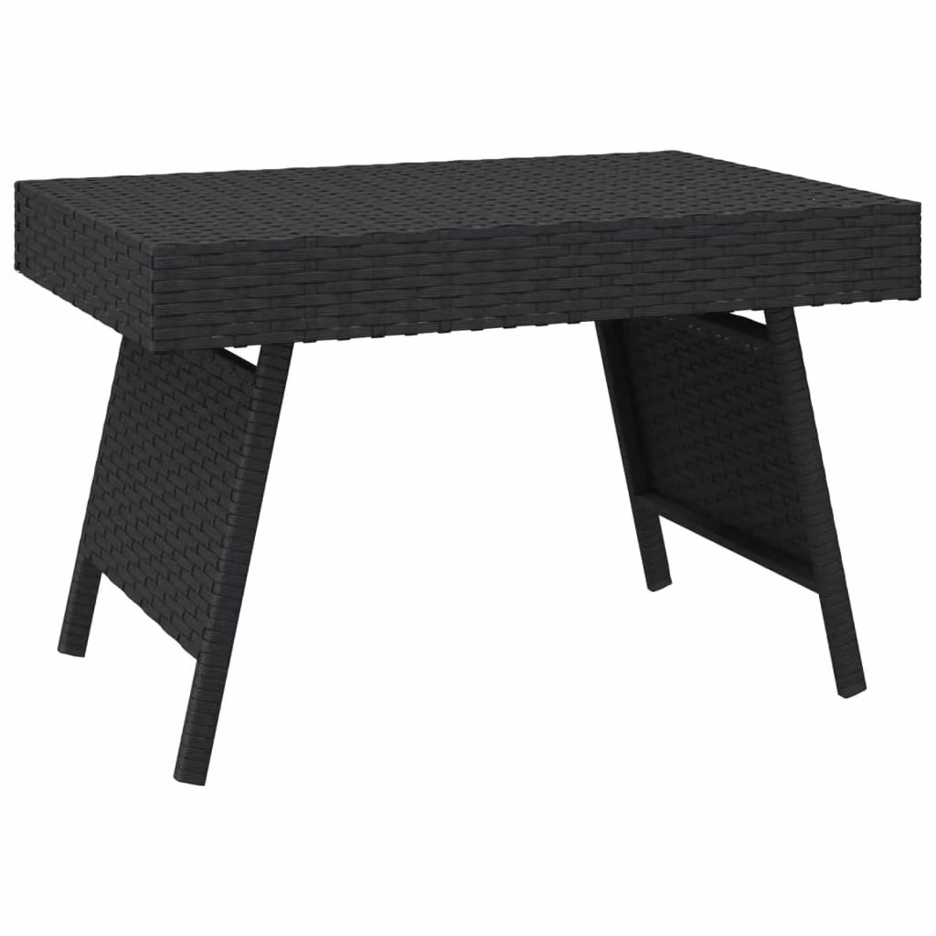 Berkfield Home Foldable Side Table in Black Poly Rattan, W/D/H: 60 x 40 x 38 cm – 2