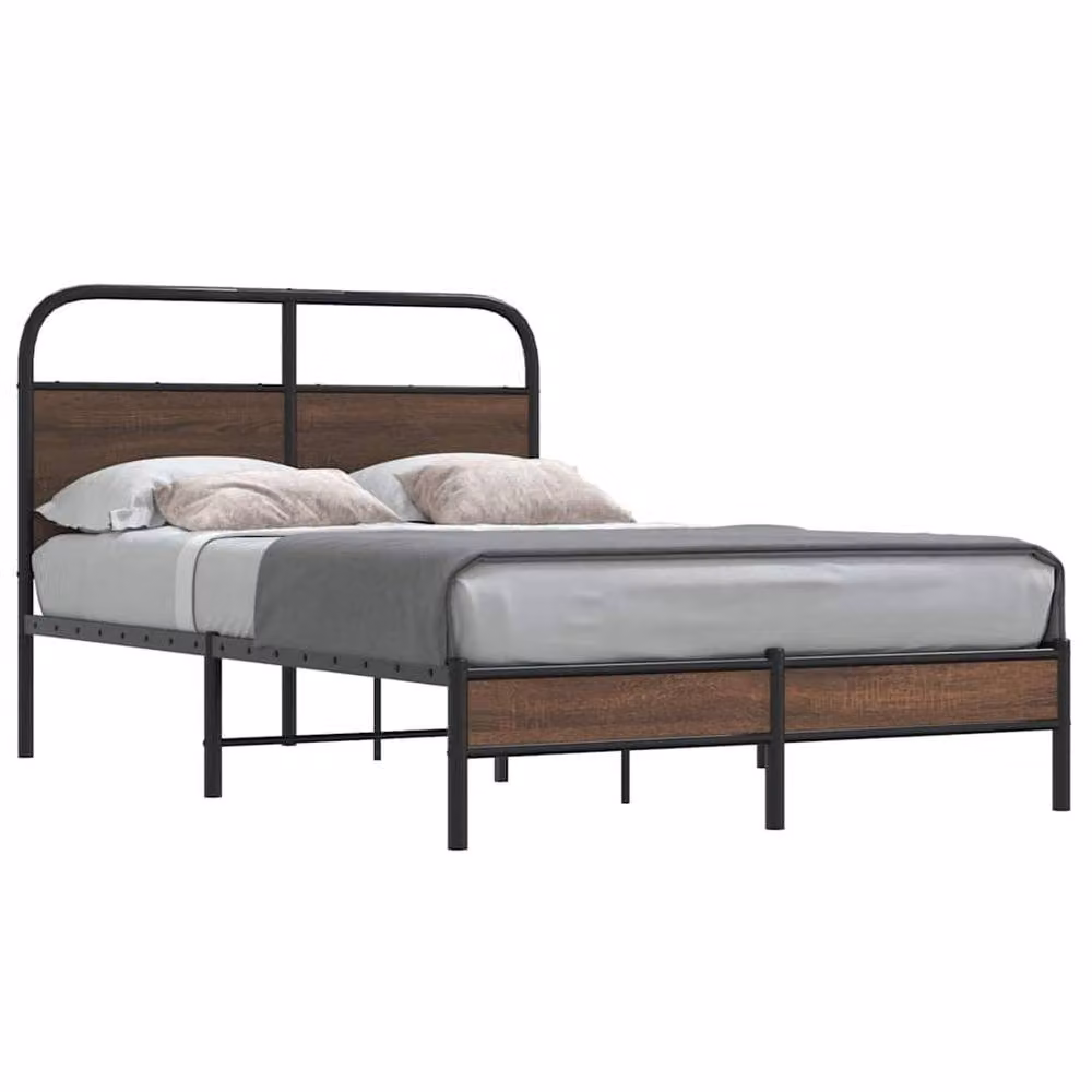 Berkfield Home Elegant Small Double Bed Frame in Brown Oak, W/D/H: 120 x 200 cm – 2