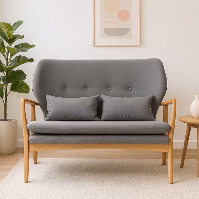 Interiors by Premier Orsina 2 Seat Grey Upholstered Sofa with Birchwood Frame and Scatter Cushions – 2