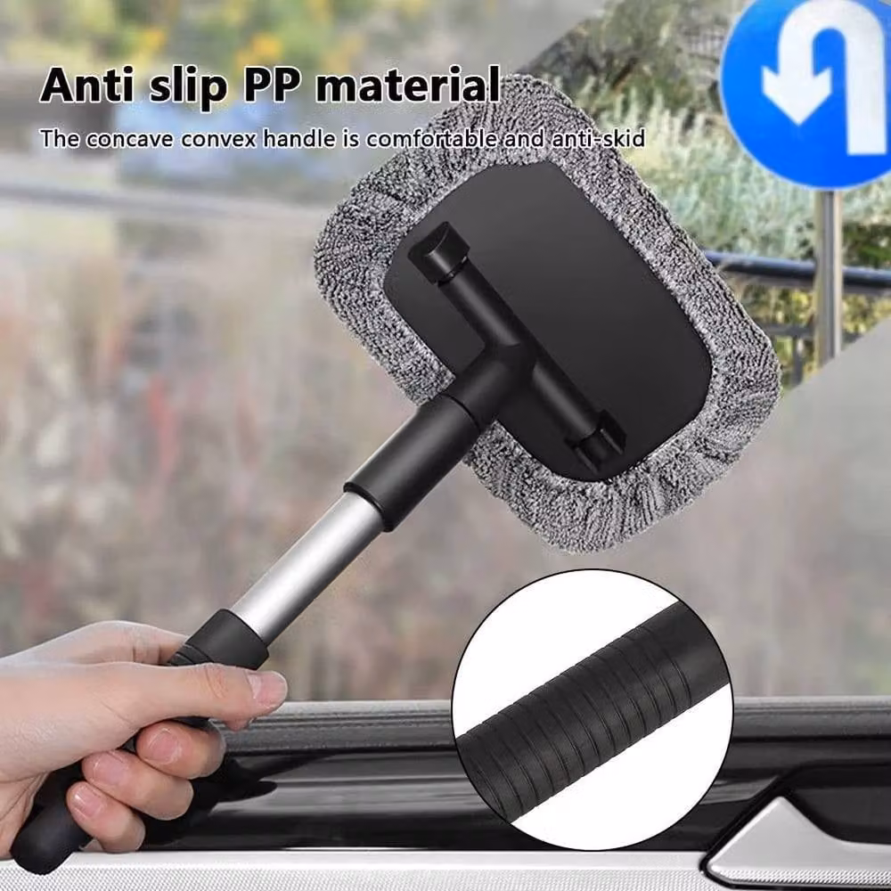 NESTLUNE Microfibre Car Wash Mop Head with Telescopic Brush Handle, Grey, H: 200 cm, W: 50 cm – 2