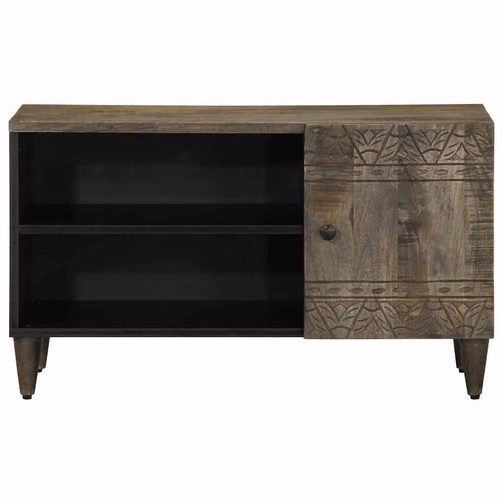 Berkfield Home Light Grey Mango Wood TV Cabinet W: 80 cm, D: 31.5 cm, H: 46 cm – 1