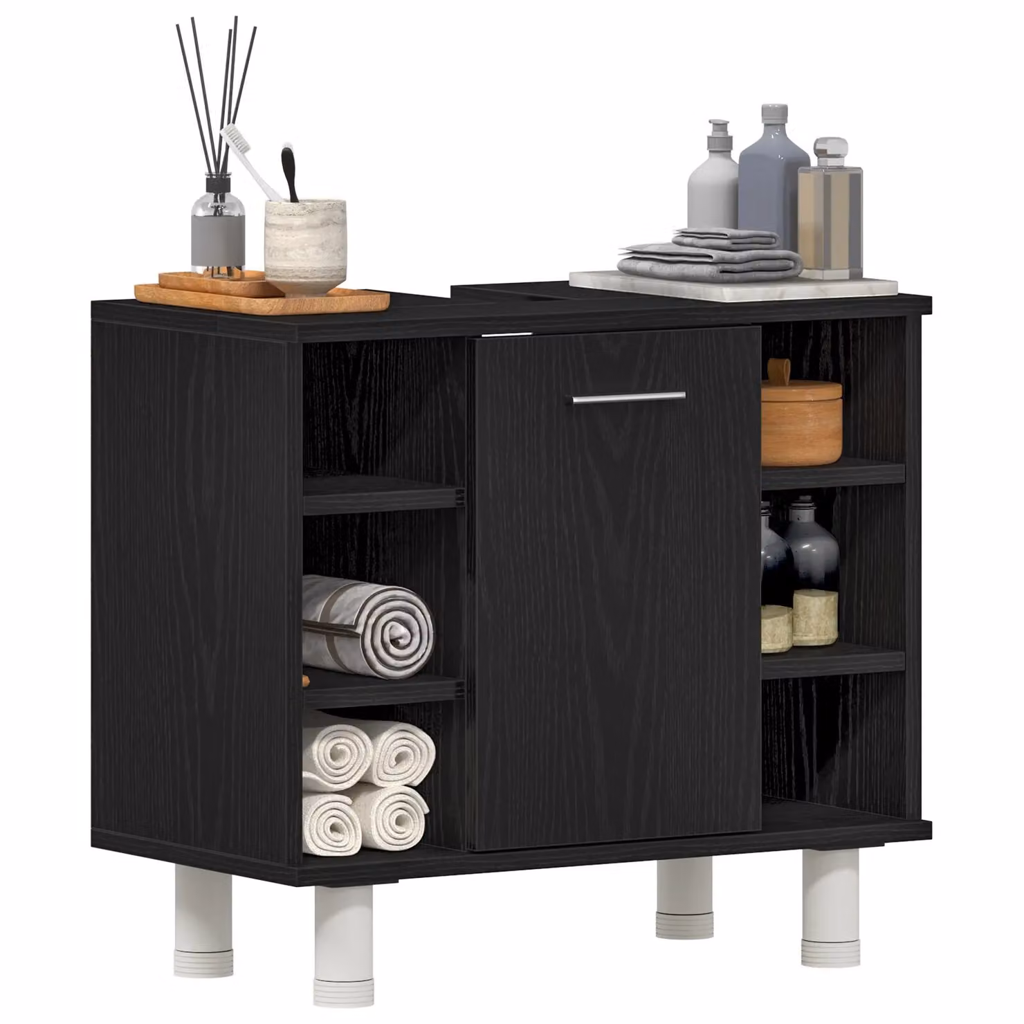 Berkfield Home Modern Black Oak Bathroom Cabinet, W/D/H: 60 x 32 x 54 cm – 2