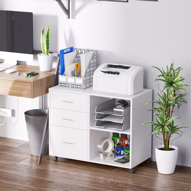 HOMCOM Modern Freestanding MDF Storage Cabinet in White or Black