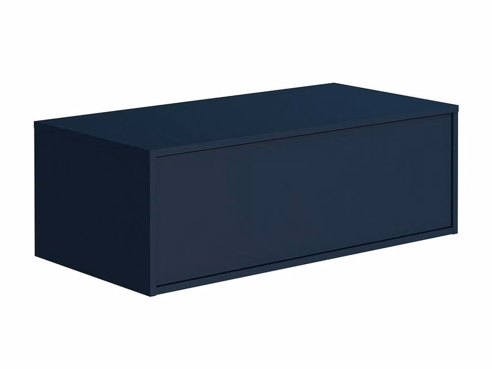 Vente-unique Midnight Blue Wall-Mounted Bathroom Unit with Single Basin and Internal Drawers, W: 94 cm – 3