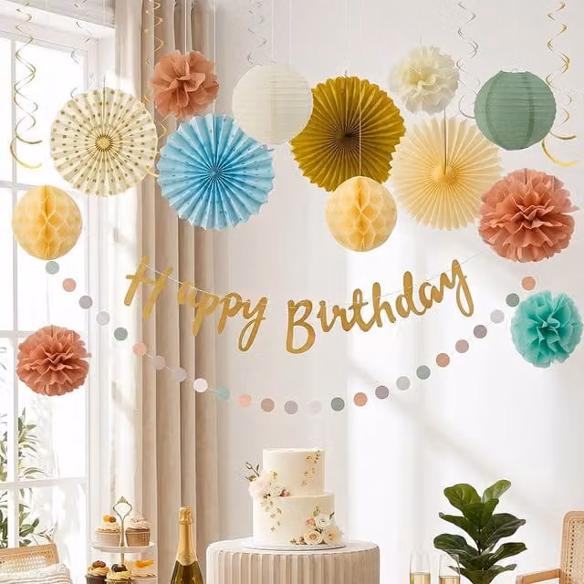 Lifeideas 21-Piece Multicolour Paper Birthday Party Hanging Decoration Set with Letters