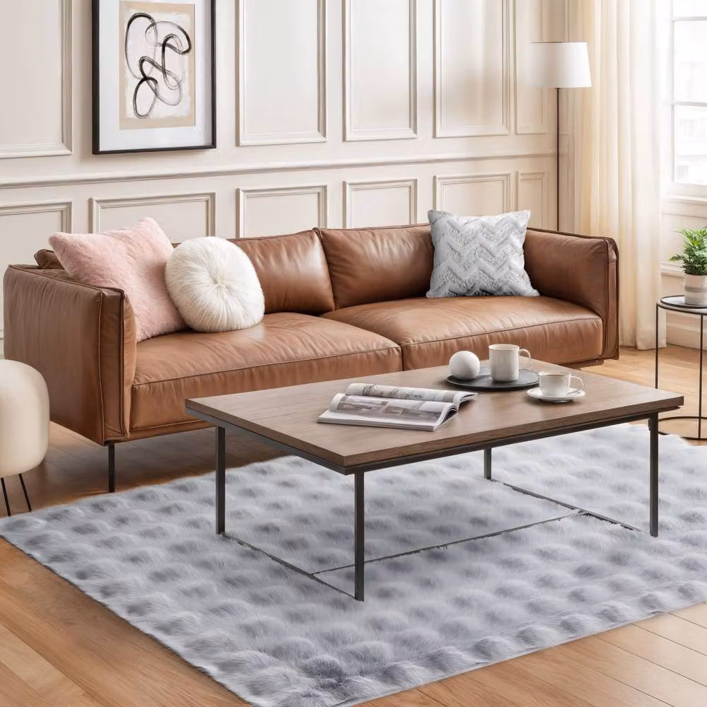 New Edge Blinds Deluxe Faux Fur Rug in Silver, W: 80 cm, L: 150 cm – 3