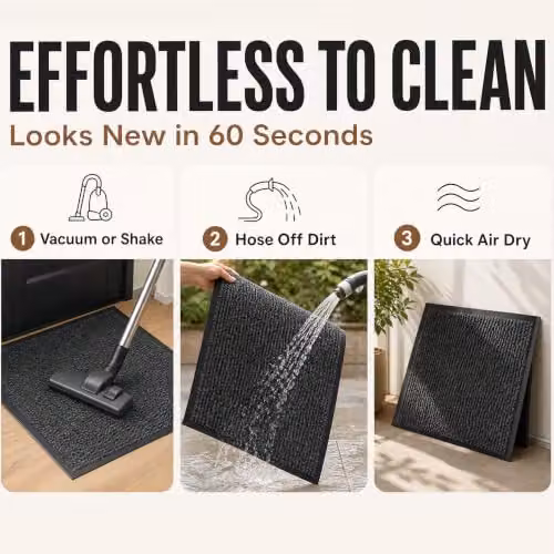 Desire Rugs Non-Slip Dirt Trapper Door Mat with Rubber Edges, Anthracite Grey, W: 40 cm, D: 60 cm – 8