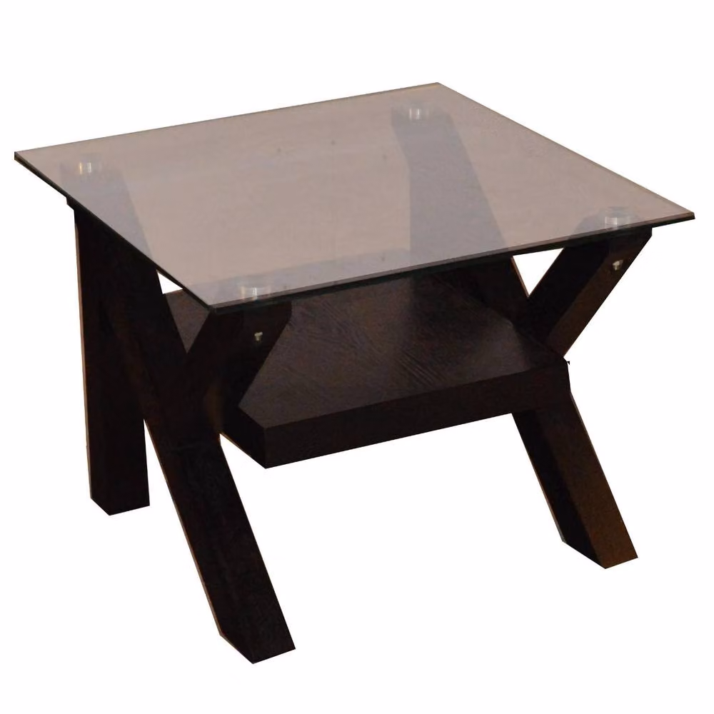 KDMD Modern Cross Black Oak Side Table in Brown and Black – 2