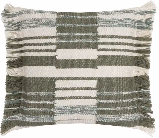 Make it a Home Torode Woven Square Cushion in Green with Feather and Polyester Filling