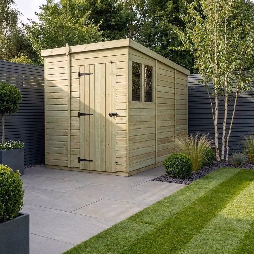 Buttercup Farm Brown Timber Pent Garden Shed with Single Door and Windows W/D/H: 183 x 274 x 210 cm – 2